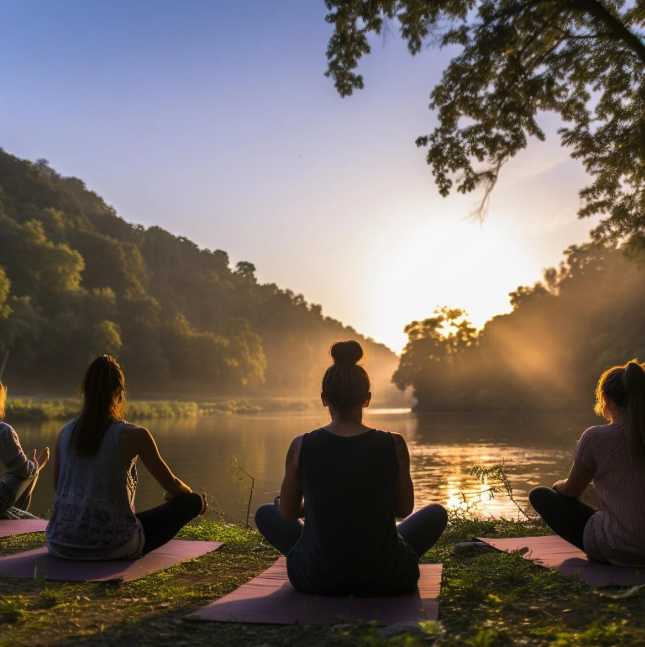 group-people-practicing-yoga-by-lake-sunset_783884-52241